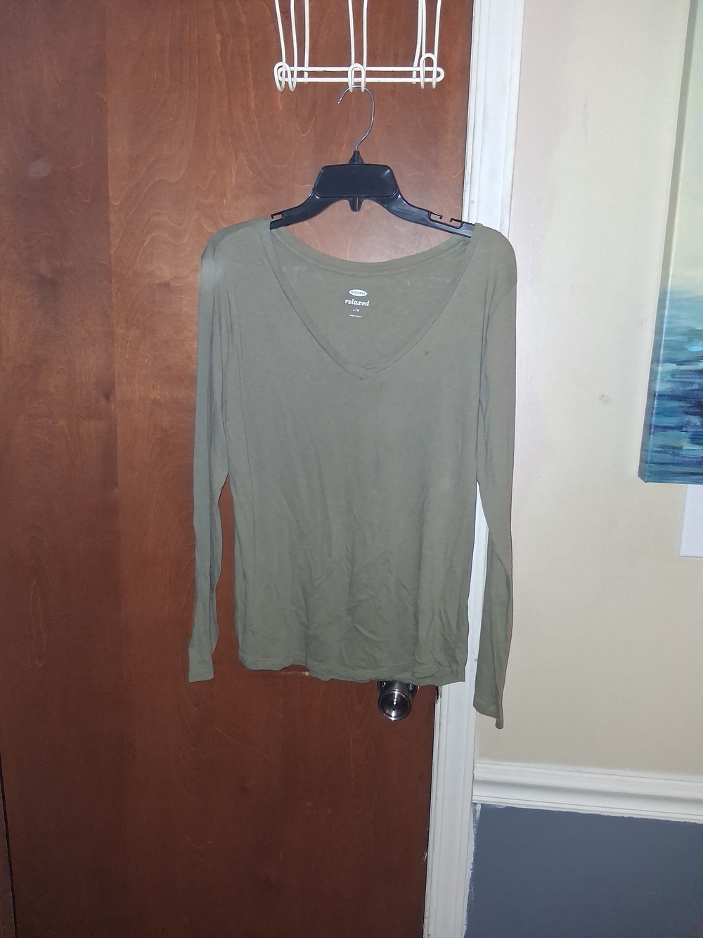Old Navy Olive Green V-Neck Long Sleeve Tee